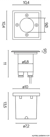 Pabla 4725 B Quadratische Bodeneinbauleuchte GU10 IP67 Su-Ma