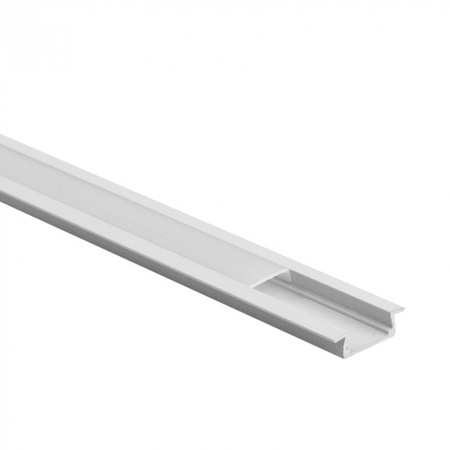LED-Einbauprofil aus Aluminium Weiß 1m mit milchigem Lampenschirm für LED-Streifen + Kappen Ecolight P-Serie