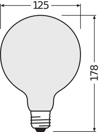 LED-Glühbirne E27 G125 6,5W = 60W 806lm 2700K Warm 300° Glühfaden OSRAM STAR