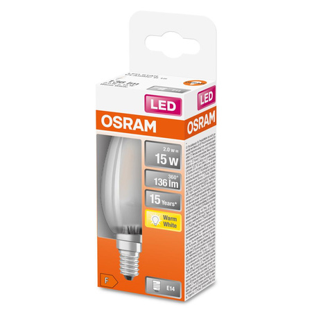 LED Leuchtmittel E14 B35 1,5W = 15W 136lm 2700K Warm 300° OSRAM STAR Filament