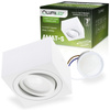 Halogen-Aufbauleuchte GU10, Aufbauspot 50mm beweglich Quadrat Weiß+LED-Einsatz 7W 3000K AMAT-S LUMILED