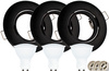 Set aus 3x GOLDLUX (Polux) runder schwarzer beweglicher Halogenlampe + GU10 3,5W LED Lampen