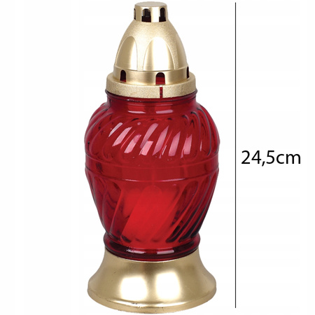 9xGlaskerze mit 28-Stunden-Einsatz ganzjährig für das große Grab