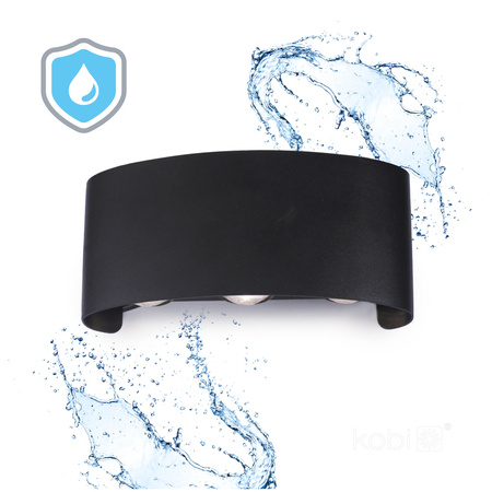 Außen LED 6W 480lm 3000K Warm Top Down Wandlampe IP54 Schwarz Kobi