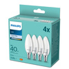 4x LED Lampen E14 B35 4.9W = 40W 470lm 4000K Neutral Milk PHILIPS
