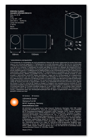 ENDURA Classic Square UpDown Black LEDVANCE Wand-Fassadenwandleuchte