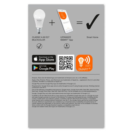 2x LED Lampen E27 A60 9W 806lm RGBW SMART+ WiFi Dimmbar Classic LEDVANCE