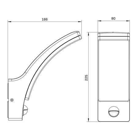 LED-Fassadenleuchte für Wandmontage 12W 1600lm 4000K Neutral 180° Schwarz IP44 Amy Sanico Goldlux