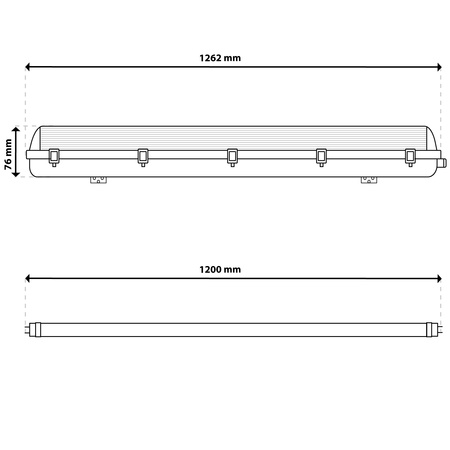Hermetische Feuchtraumleuchte LED 2x T8, G13 Leuchte IP65 120cm+LED-Leuchtstofflampen 18W 4000K LUMILED