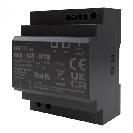 DIN-Schienen-Netzteil für LED-Streifen 80W 24V 3,33A IP20 PREMIUM Ecolight