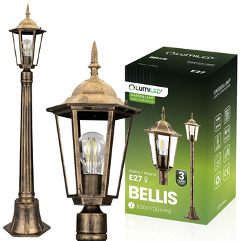 Gartenlampe für den Außenbereich E27 niedrige Pfostenlaterne 1m Patina BELLIS LUMILED