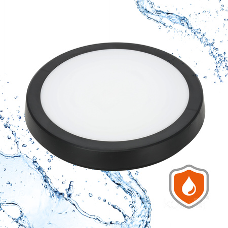 LED Badezimmer Deckenleuchte Aufputz 18W 1710lm 4000K 120° mit Bewegungs- und Dämmerungssensor Schwarz IP65 Nairos Kobi