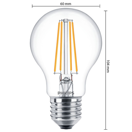 Set mit 2x LED-Glühbirne E27 A60 7W = 60W 806lm 2700K Warmfilament PHILIPS
