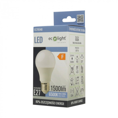 LED-Lampe A60 E27 15W 1350lm 6500K Cold Ecolight