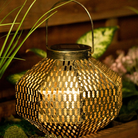 LED-Solarlampe Laterne Garten Glühfaden LATERNE hängend Metall Kupfer