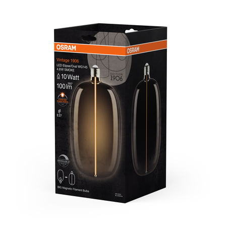 Dekorative LED-Glühbirne E27 4.8W = 10W 100lm 1800K Warm 320° Smoke Filament Dimmbar Vintage 1906 Osram