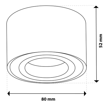 Halogen-Aufbauleuchte, Aufbauspot 50mm Runde Tube Schwarz AMAT-S+LED-Einsatz 7W 3000K LUMILED