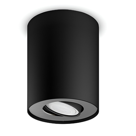 LED Spot Pillar Schwarz 4.2W CCT PHILIPS HUE Bluetooth Zigbee Deckenleuchte + Dimmschalter