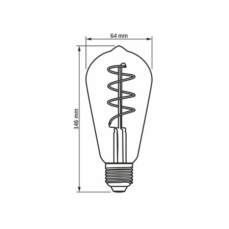 E27 ST64 LED Lampen 4 W = 28 W, 300 lm, 2200 K, warmer Bernsteinfaden, dimmbar, 360° VIDEX
