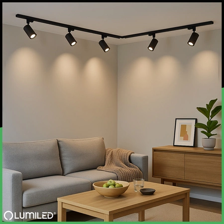 1m Stromschiene + 3x Schienenstrahler GU10 Schwarz SAGI LUMILED