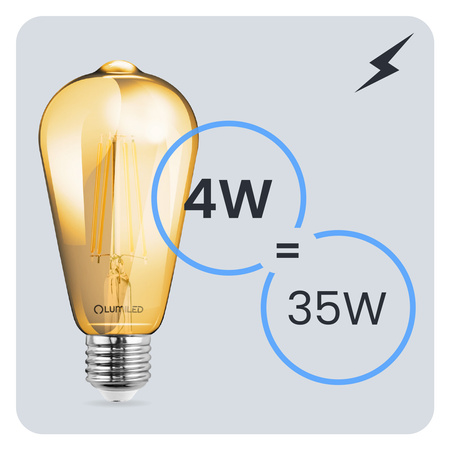 3x LED Birne E27 Edison ST64 4W = 35W 440lm 2000K Warm 360° FILAMENT LUMILED