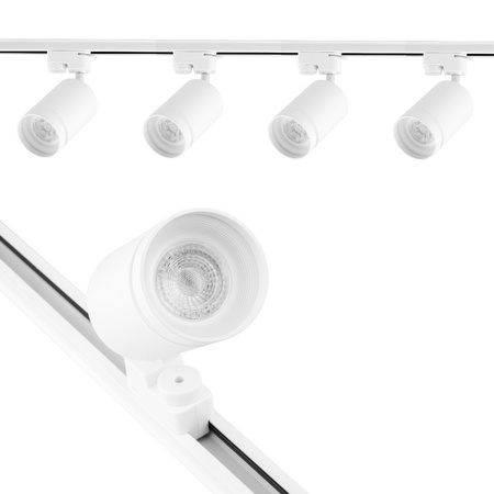 Beleuchtungsschienen-Set 2m Schiene + 4 xGU10 LED-Schienenstrahler WEISS mit Zierring