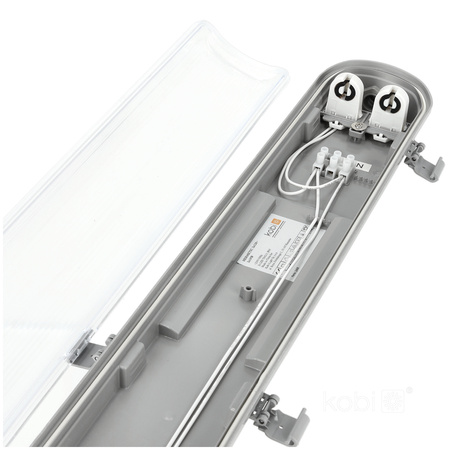 Industrielles hermetisches Leuchtenset G2 + 2x LED-Leuchtstofflampe T8 18W 120cm 6500K Kalt IP65 Kobi