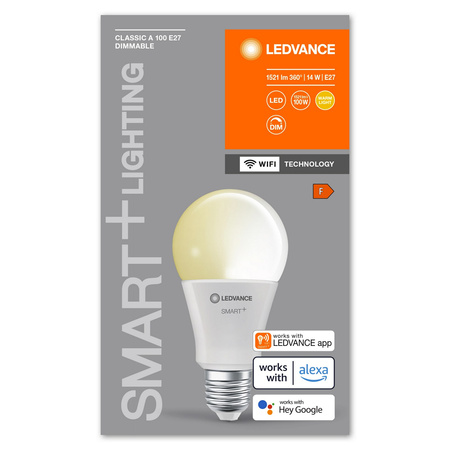 E27 A100 LED Lampen 14W 1521lm 2700K Warm SMART+ WiFi Dimmbar Classic LEDVANCE
