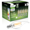 6x LED Lampen E14, Glühbirne Flame B35 7W = 60W 770lm 360° 4000K neutral Glühfaden LUMILED