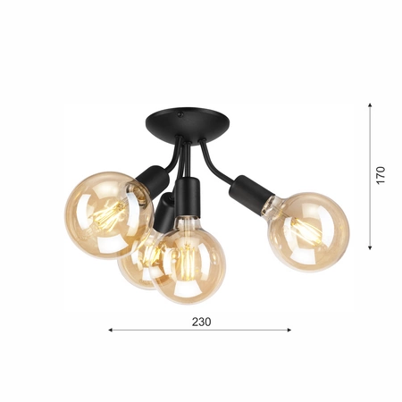 VIGGO Deckenleuchte 4xE27 Schwarz LM-4.122 Lamkur