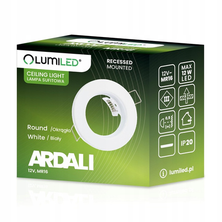 Einbaustrahler GU10, MR16 Einbauspot HALOGEN Runde Fest Weiß Blech ARDALI LUMILED