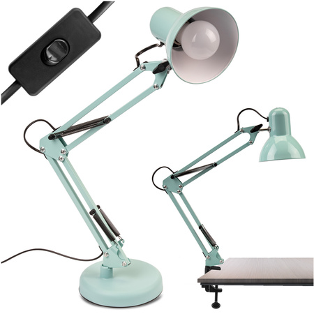 Schreibtisch Zeichnung Tischlampe E27 TOBI Pastellblau Lumiled + Countertop Halterung