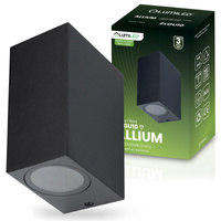 Wandleuchte Außen 2x GU10, Garten-Wandleuchte Schwarz Quadratisch ALLIUM LUMILED