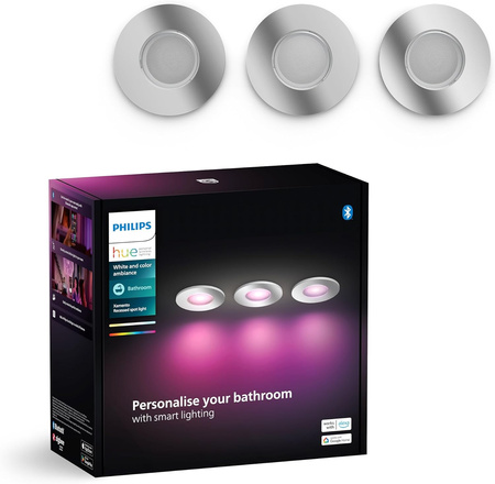 LED Xamento 3x 4.2W IP44 CCT RGB Kreisförmig PHILIPS HUE Bluetooth Badeinbauleuchte