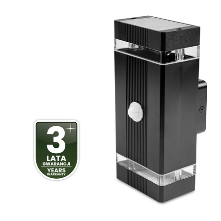 Gartenwandleuchte oben unten 2x GU10 Schwarz Bewegungs- und Dämmerungssensor HEDERA LUMILED