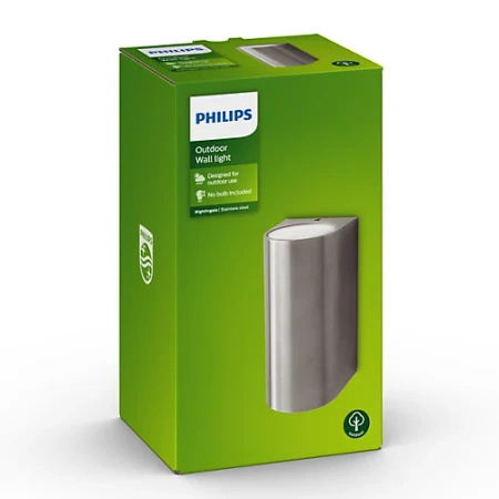 NIGHTINGALE 2x GU10 IP44 Up-Down Inox PHILIPS LED Gartenleuchte