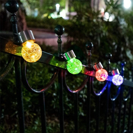 LED-Solar-Gartenlampe hängende LED-RGB-KUGEL Glas schwarz Cracked-Glas-Effekt