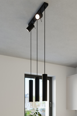 LED RING Pendel-Deckenleuchte 5xGU10 Hängende bewegliche Strahler Schwarz SOLLUX