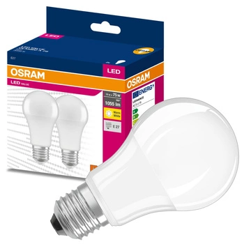 2x LED Lampen E27 A60 10W = 75W 1055lm 3000K Wärme 200° OSRAM VALUE