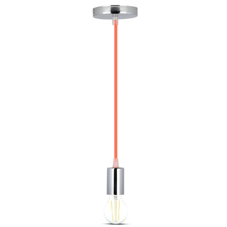 Pendelleuchte E27 Chrom Schirm mit orange Kabel VT-7338 V-TAC