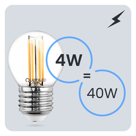 6x LED-Lampe E27 Ball P45 4W = 40W 470lm 3000K Warm 360° FILAMENT LUMILED
