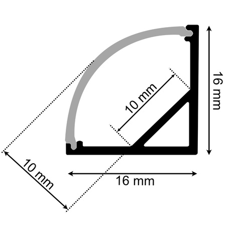Aluminium LED-Profil KM55 Eckmontage mit Milchglasabdeckung und Endkappen, 2m Silber LUMILED