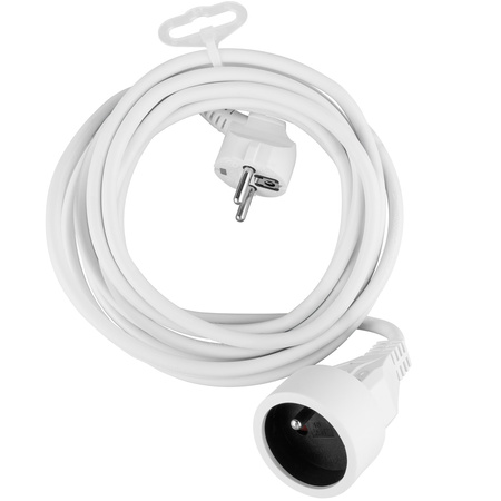 Netzverlängerungskabel geerdete Steckdosenleiste 1 Steckdose 5m weißes Kabel Lendo Lumiled