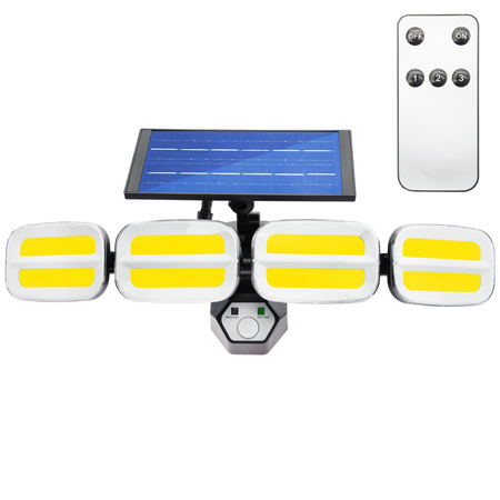 LED Solarstrahler 4x COB LED 20W 800lm Kalt IP65 Bewegungssensor + Fernbedienung