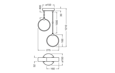 LED Dekorative Hängende Deckenlampe 14W 930lm 3000K - 4200K - 6500K CCT Schwarz Dekor Ledvance