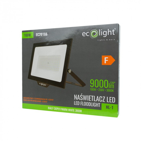 LED-Flutlicht Reflektor 100W 9000lm 3000K Warm IP65 NL-1 Ecolight