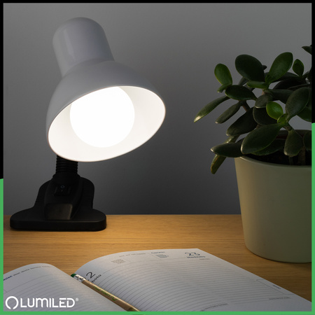 Verstellbare Tischleuchte LIRIA Schule Nachtlicht E27 Clip Weiß LUMILED
