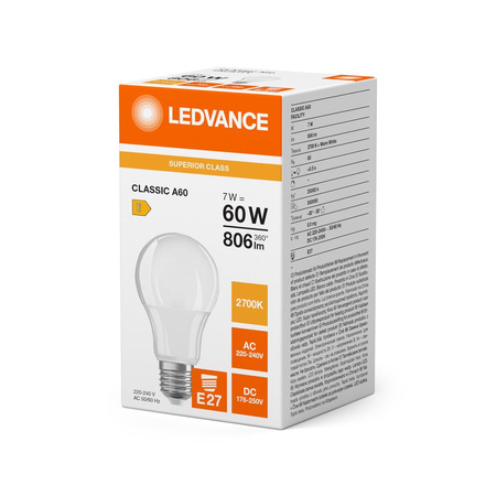 LED Lampen A60 E27 7W = 60W 806lm 2700K Warmweiß LEDVANCE