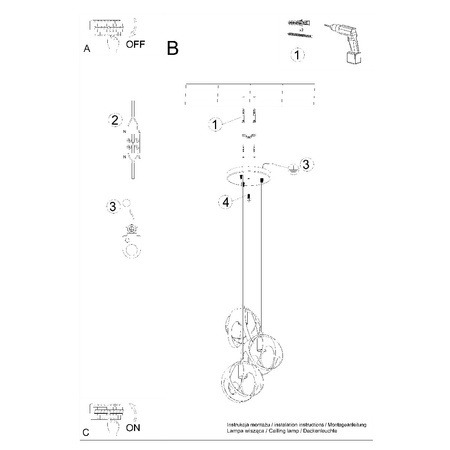 LED-Pendelleuchte TULOS 3P 3xE27 Weiß SOLLUX