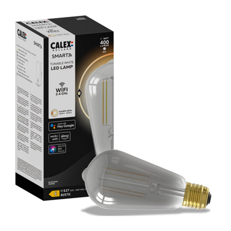 LED Lampen E27 ST64 Edison Smoke SMART WiFi 7W 400lm TUYA Filament CALEX